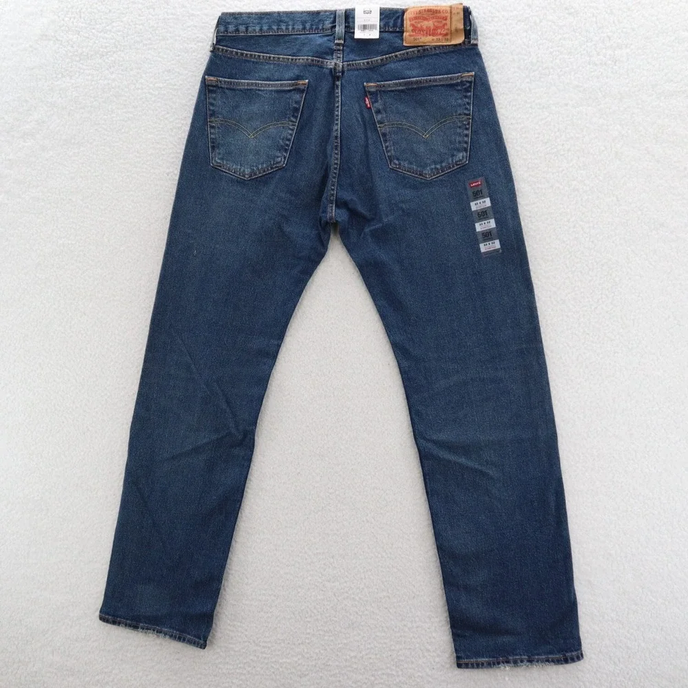 Levi's 501 Jeans Men's 33x32 Blue Original Straight Button Fly Denim Grunge New
